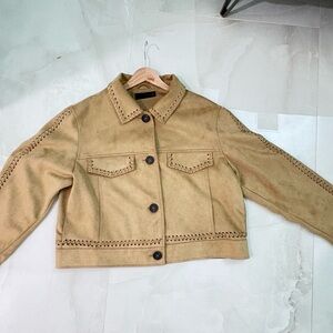 Zara Tan Utility Jacket with Stitch Detailing